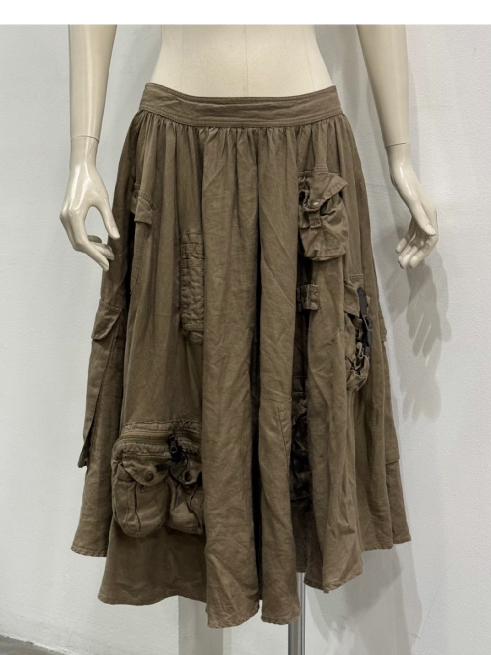 Dolce & Gabbana Olive Green Multi-Pocket Cargo Skirt
